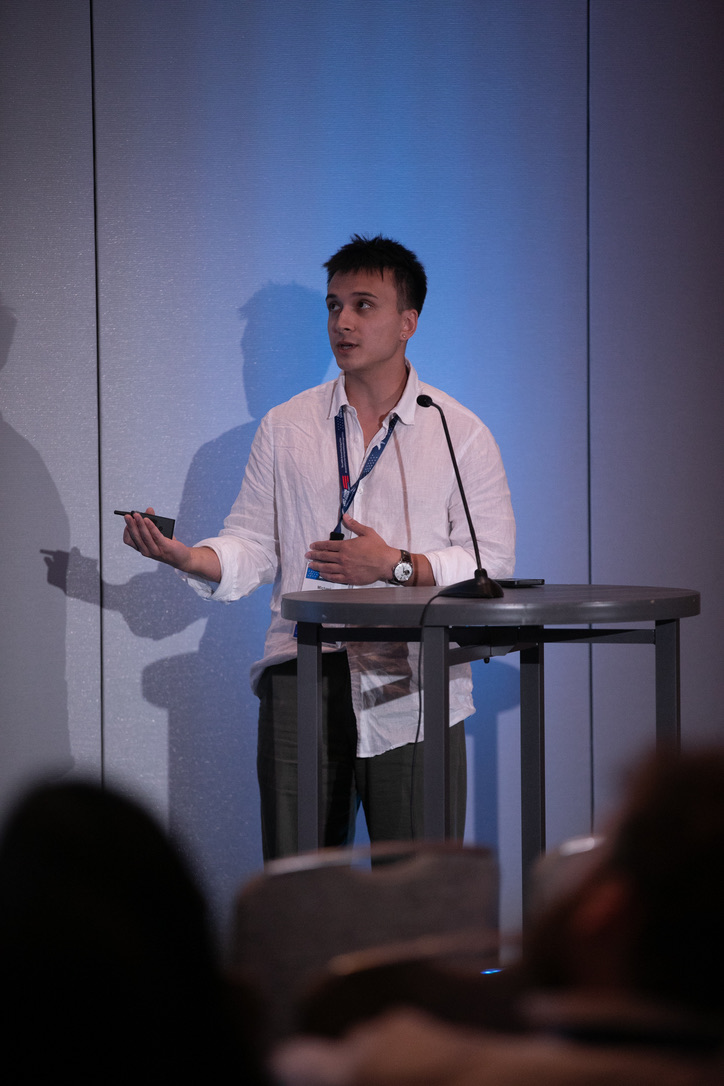 Photo of me giving the PolyGloss talk